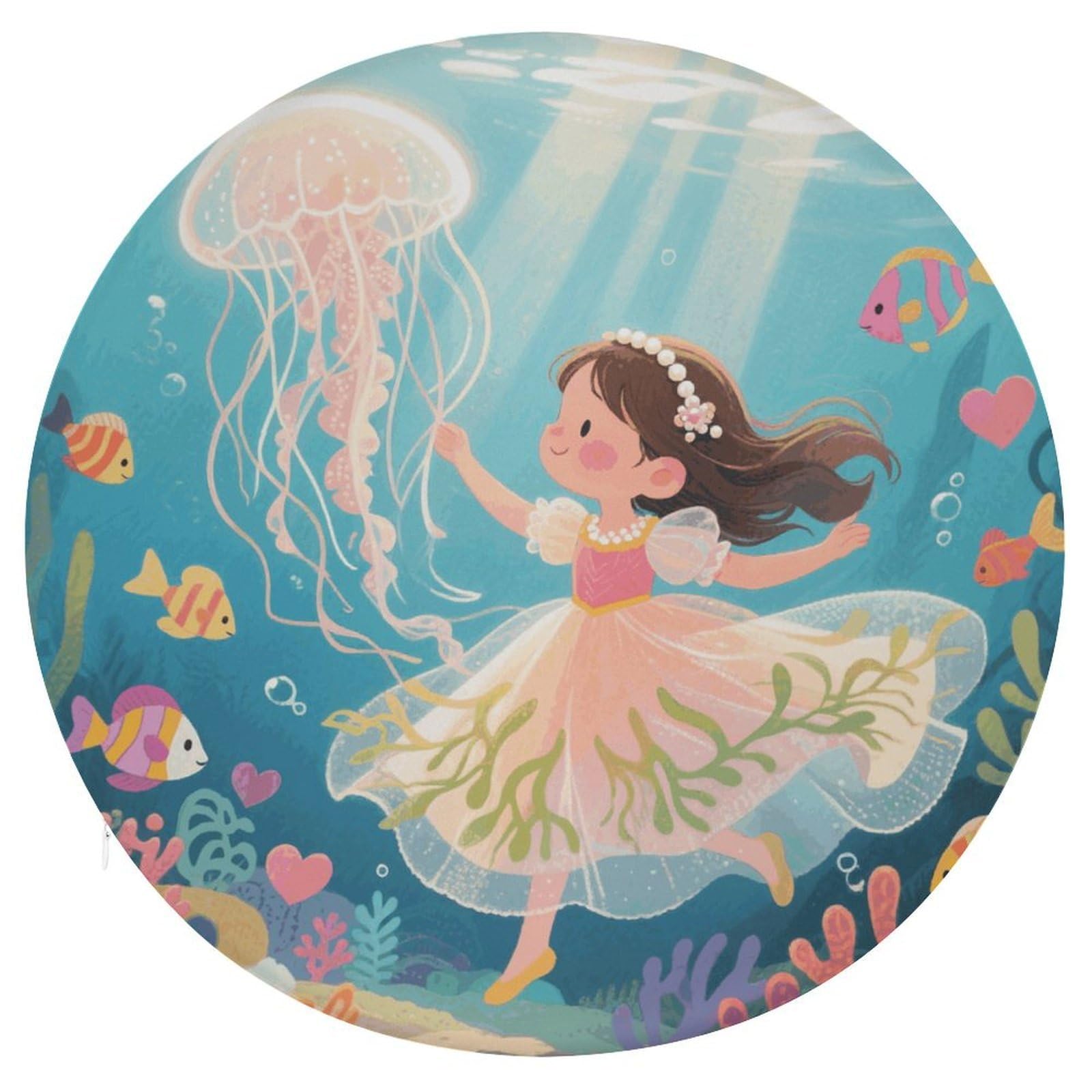 VstaDank Jellyfish in The Ocean Cushions Memory Non Slip Car Seat Cushions Dining Chairs Cushion Indoo Dining Room Round Chair Pads with Zipper and Removable Cover Cushion