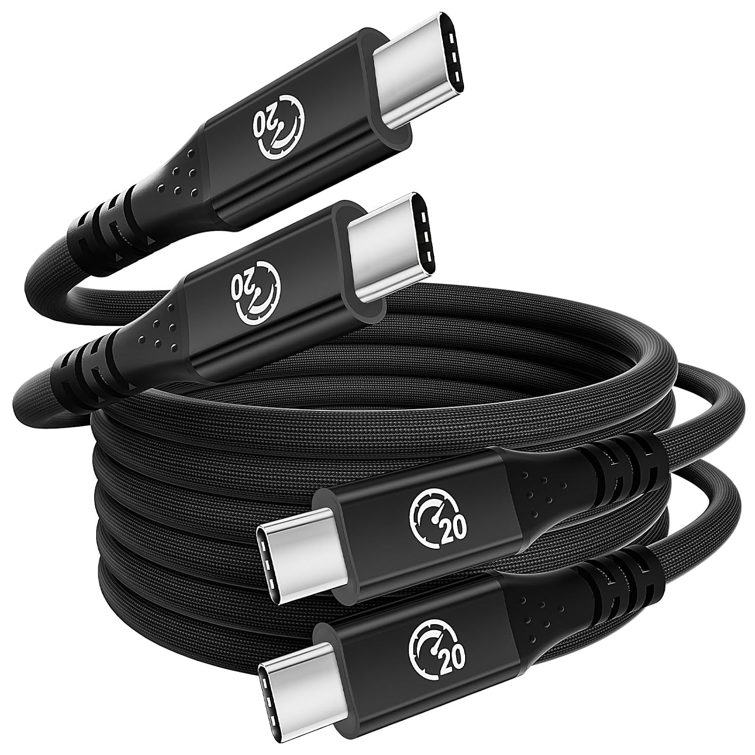 Flexible USB C to USB C 3.2 Gen 2x2 Cable 6.6FT 2Pack, 20Gbps USBC Cable