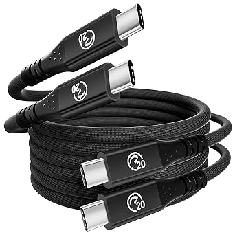 Flexible USB C to USB C 3.2 Gen 2x2 Cable 6.6FT 2Pack, 20Gbps USBC Cable
