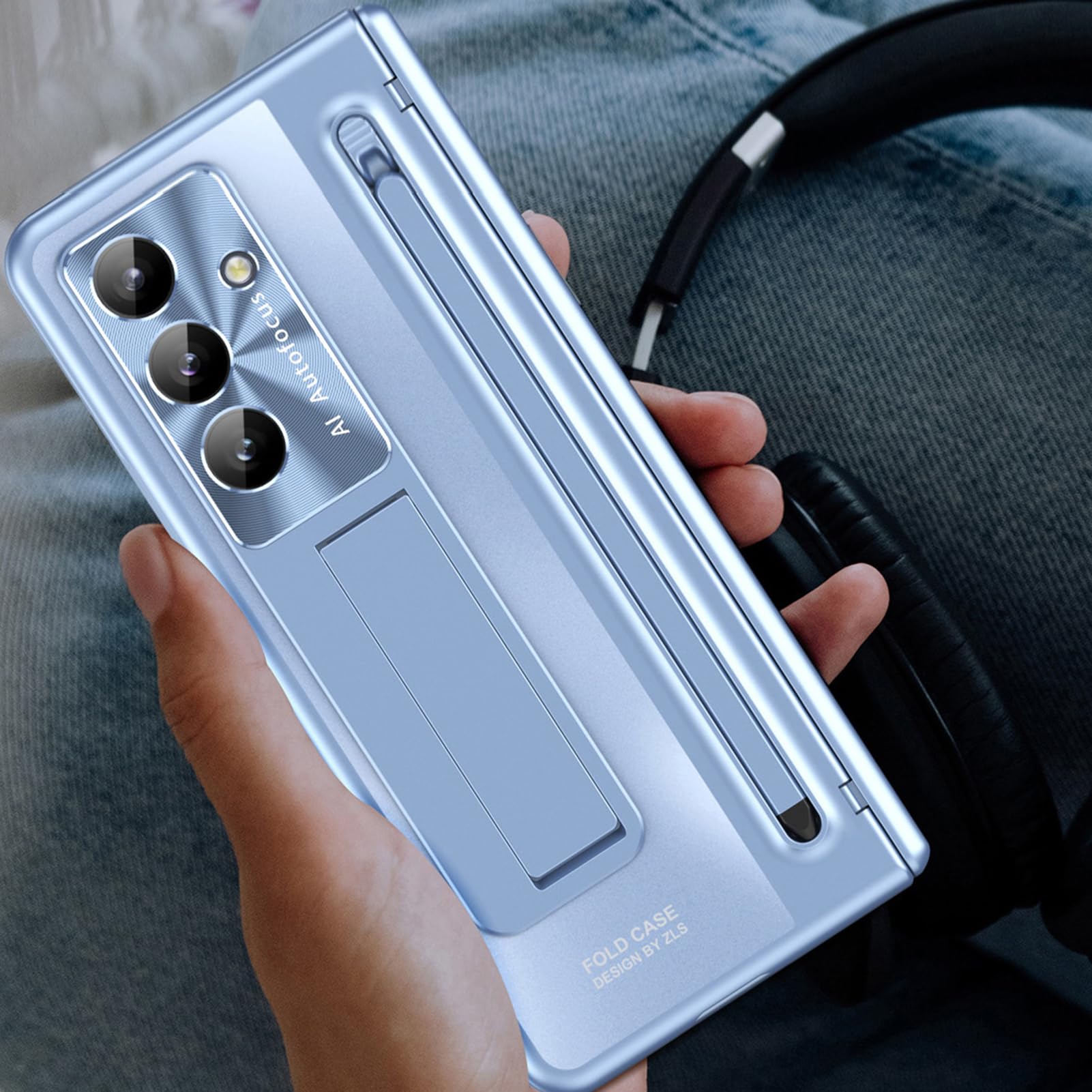Custodia Placcata For Samsung Galaxy Z Fold 8 Ultra, Supporto Regolabile Con Portapenne Fondina For Telefono Cerniera Di Lusso Avvolge La Protezione Dello Schermo Custodia For PC Pellicola(Silver)