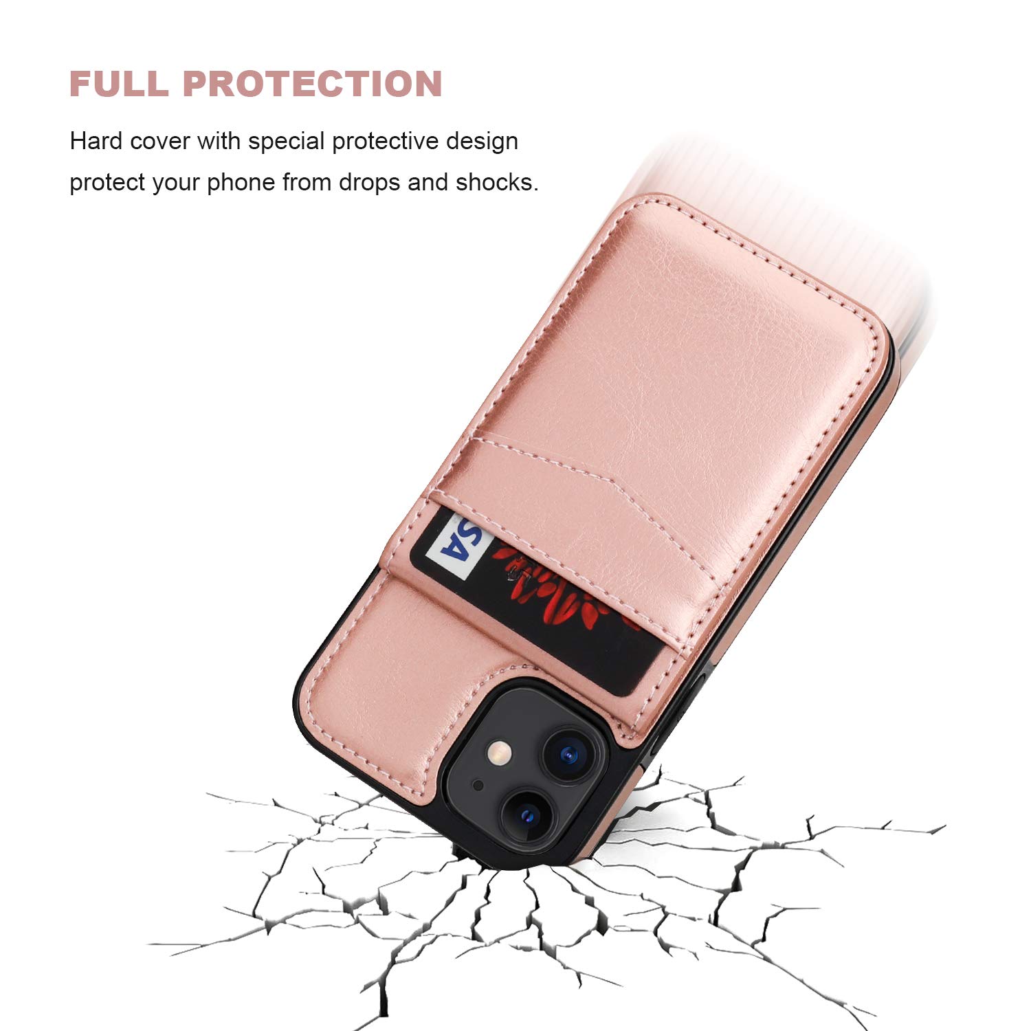 KIHUWEY For IPhone 12 Pro Max Case Wallet Compatible With MagSafe Wireless Charging, Credit Card Holder, RFID Flip Leather Magnetic Clasp Kickstand Heavy Duty Protective Cover 6.7 Inch (Brown - View #5