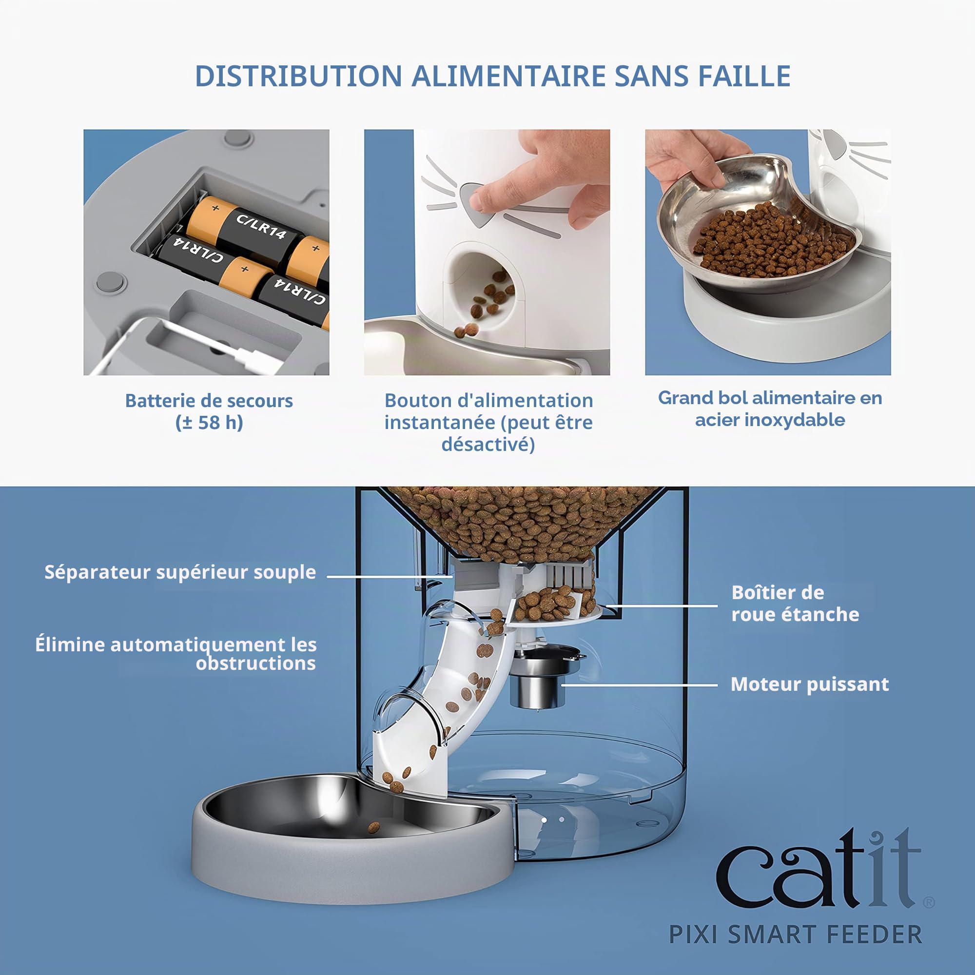 Catit Pixi Smart Feeder automatique pour chats, contrôlé par une application, pour 1,2 kg