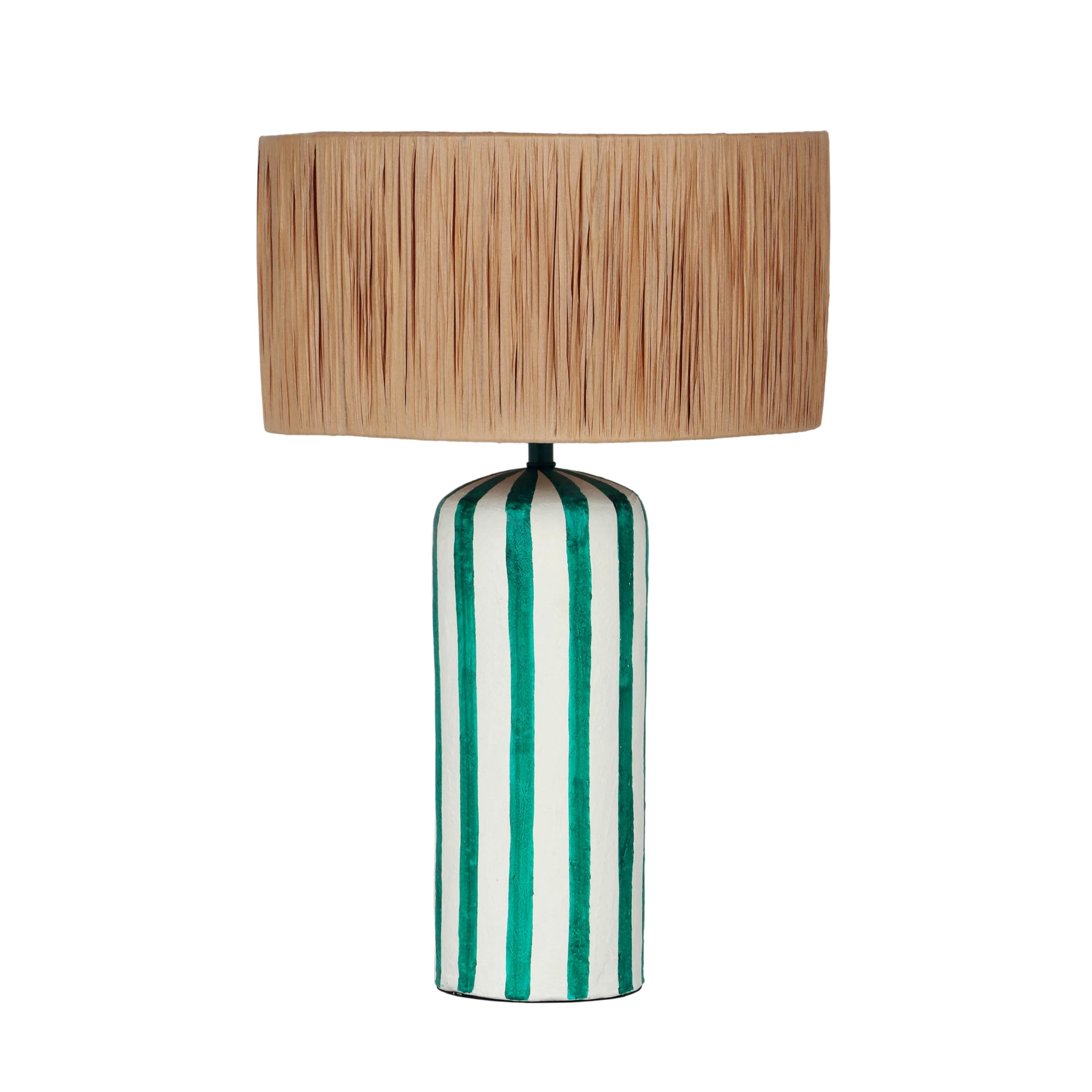 Tov Furniture Ravello Green Striped Papier Mache Table Lamp