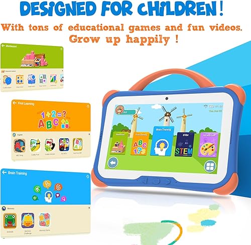 Miniatura 2 de CWOWDEFU Tablet para niños, tableta de 7 pies para niños, tableta Android 14 de 64 Gb con batería de 4000 mAh, Bluetooth 5.0, WiFi 5G, cámara dual