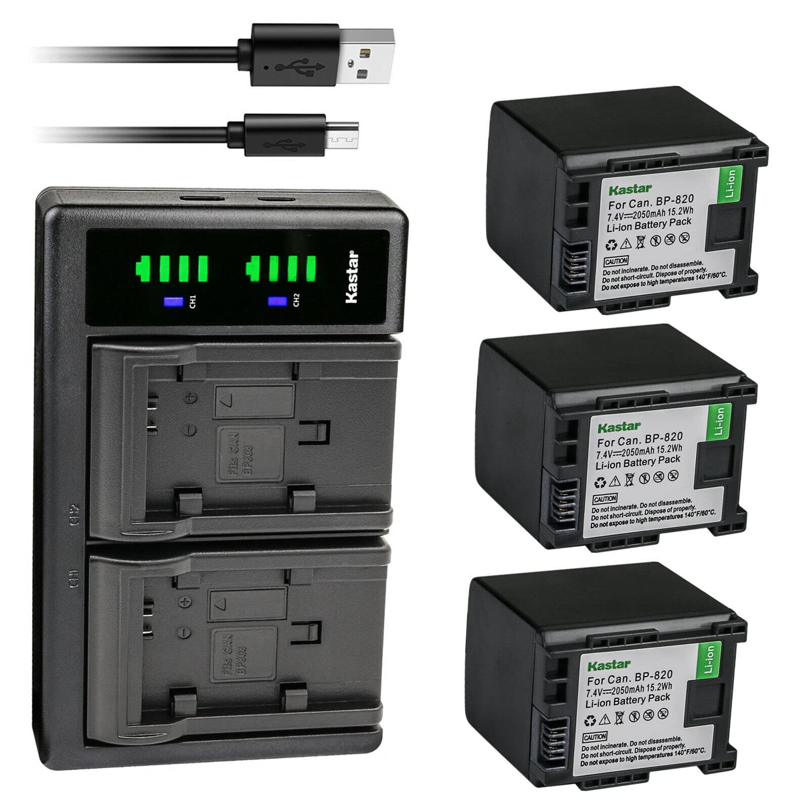 Amazon.com : Kastar 3-Pack BP-820 Battery and LTD2 USB Charger