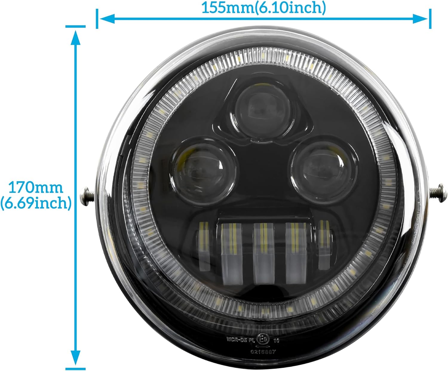 V-Rod LED Projection Headlight with Halo Ring DRL, LED Head Light Front Lamp with High Low Beam Halo DRL for Harley Davidson V-Rod VRod VRSCA VRSCF Street Rod 2002-2016 Models Accessories