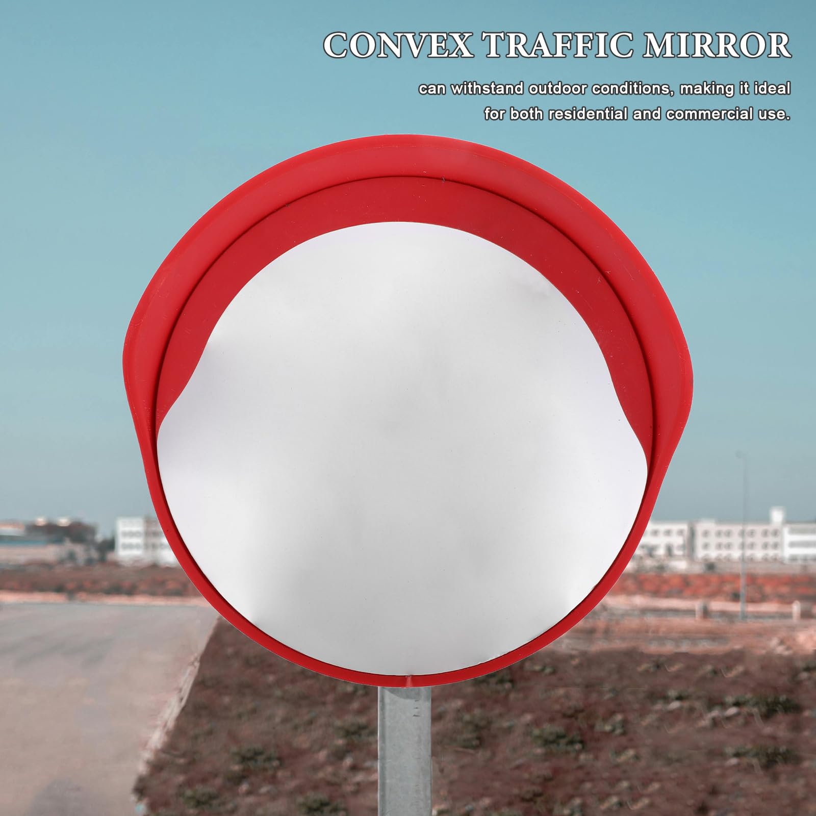 Miroir Convexe Extérieur Rond pour Circulation et Garages, Vue Grand Angle Design Antieffraction en Tôle Galvanisée et Pcb, pour Angles de Rue