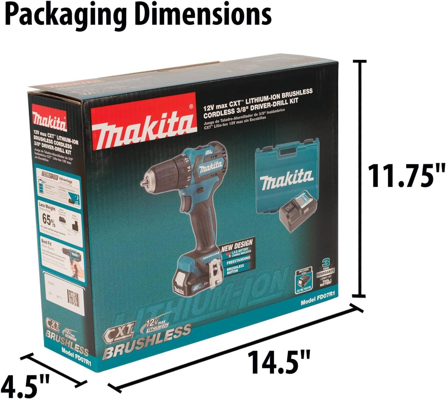 Courtesyhonda Makita Fd07r1 Cordless Drill Makita 12V MAX CXT - Main Image
