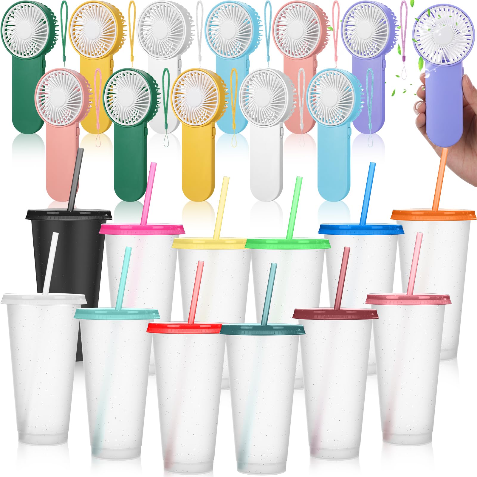 Mini ventilateur de poche et gobelet réutilisable pour lutter contre la chaleur