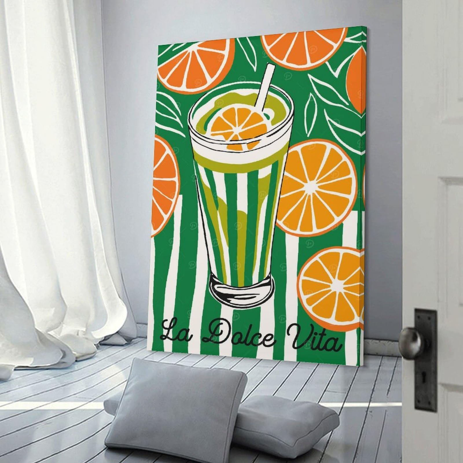 Junmoney Room Decor Wall Art Green Italian Drink Art, 24x36inch(60x90cm), for Home Lounge, Bedroom Or Reading Nook, Eye Catching Artwork for Blank Walls
