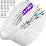 Chat 7 Câble Ethernet 500ft (20 RJ45), Extérieur et intérieur, SFTP Chat 7 Câble triple blindé, haute vitesse 10Gbps 600Mhz, LLDPE, Imperméable, Sépulture directe, UV Résistant, LAN, Réseau, Internet, Cat7 500ft