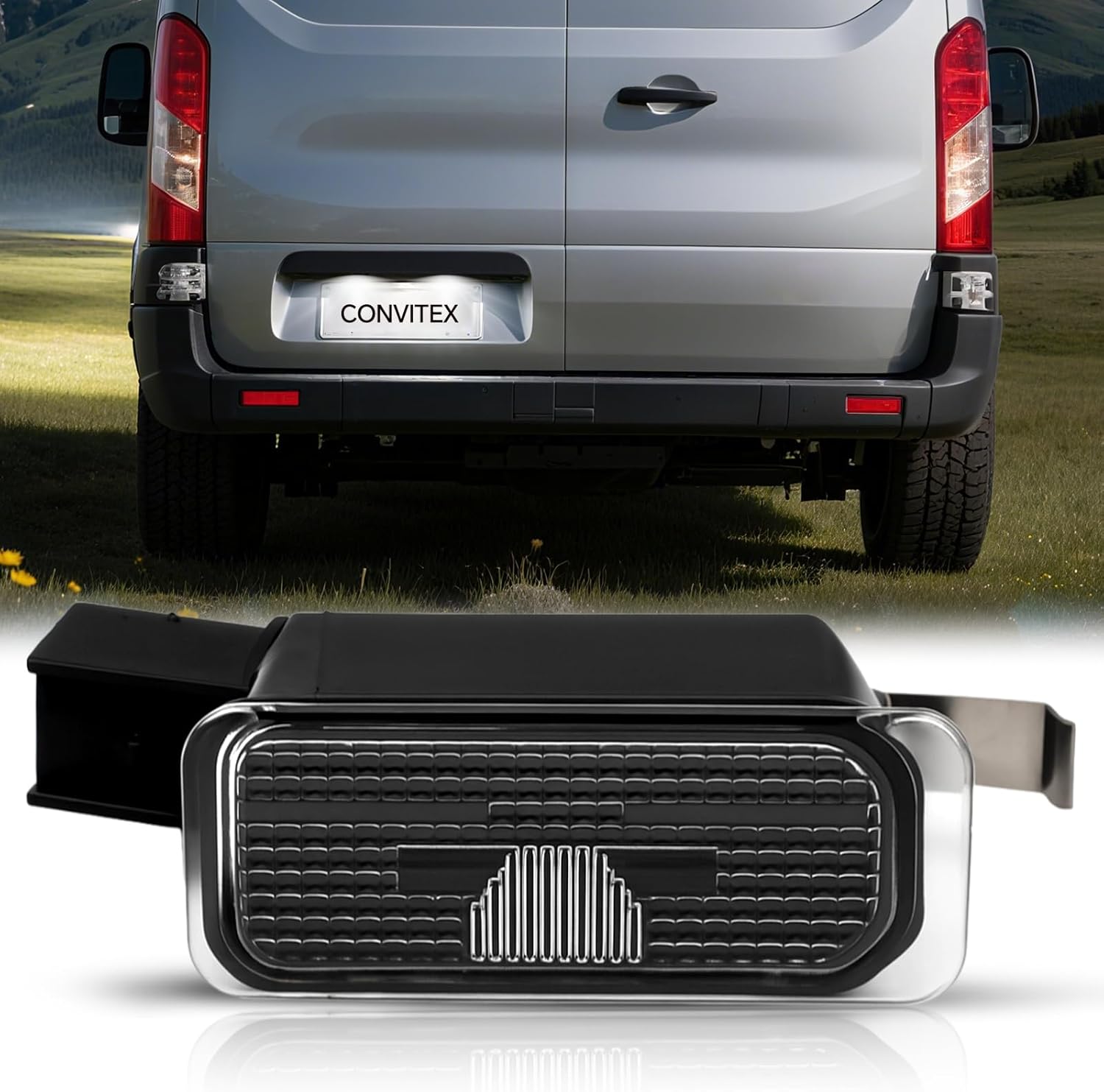 LED License Plate Light for Ford Transit 2015-2025, Rear Light Lamp Assembly Replacement White Clear Lens, Replace 6M2Z13550A 6M2A13550AC