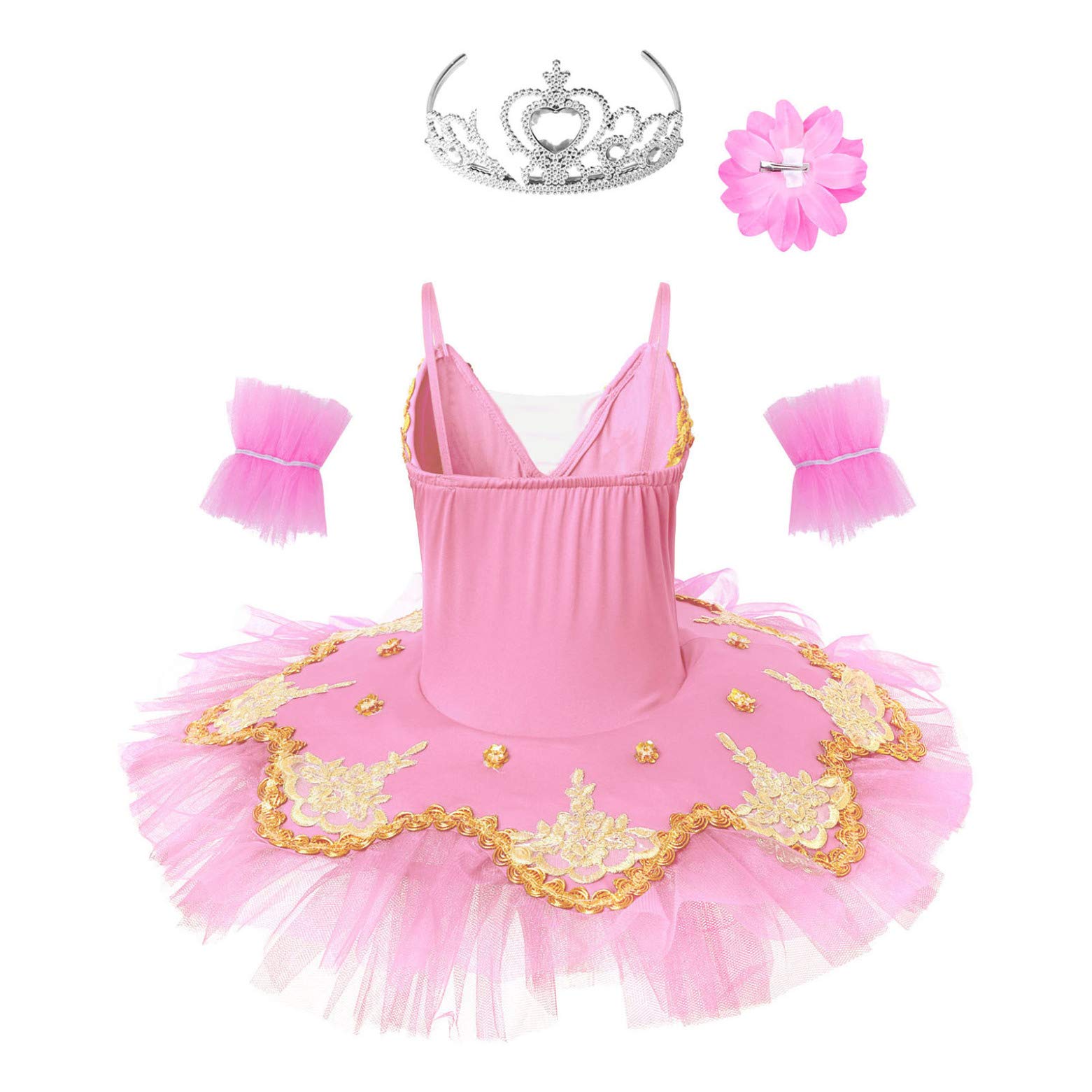 JanJean Little Big Girls Ballet Princess Tutu Dress Skirted Loetard Ballerina Swan Lake Performance Costume Dancewear Pink 1 4