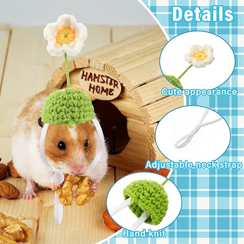 44 Pcs Hamster Hats with Scarf Set, Small Animal Hats Bulk Guinea Pig Costume Accessories Cute Tiny Mini Knitted Gift for Small Animals Pets Snakes Lizards Hedgehog Holiday Party