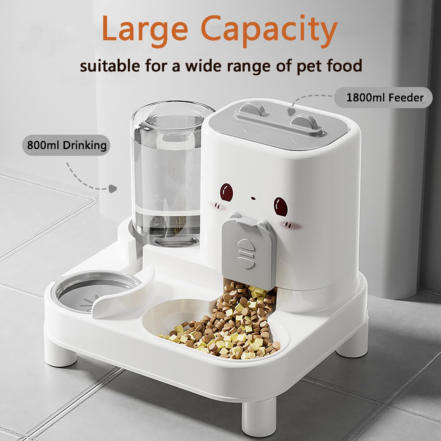MEISO Distributeur Croquettes Chat, Distributeur de Croquettes 2 en 1 pour Chien, Abreuvoir et alimentateur Automatique, Distributeur Automatique d'aliments et d'eau Animaux de Compagnie de Petite