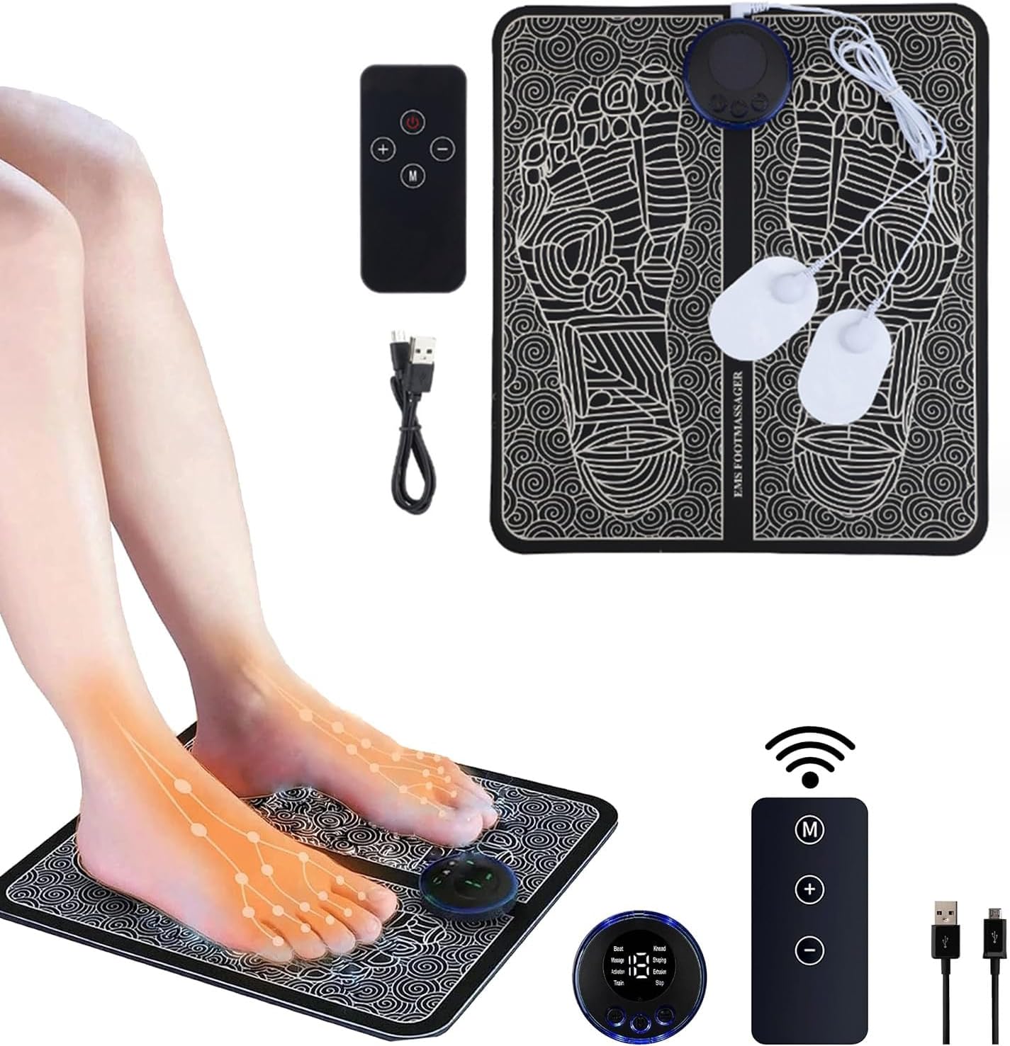 EMS Foot Massager,Folding Portable Electric Massage Mat, 10 Modes 30 Intensities Relax Muscles - View #12