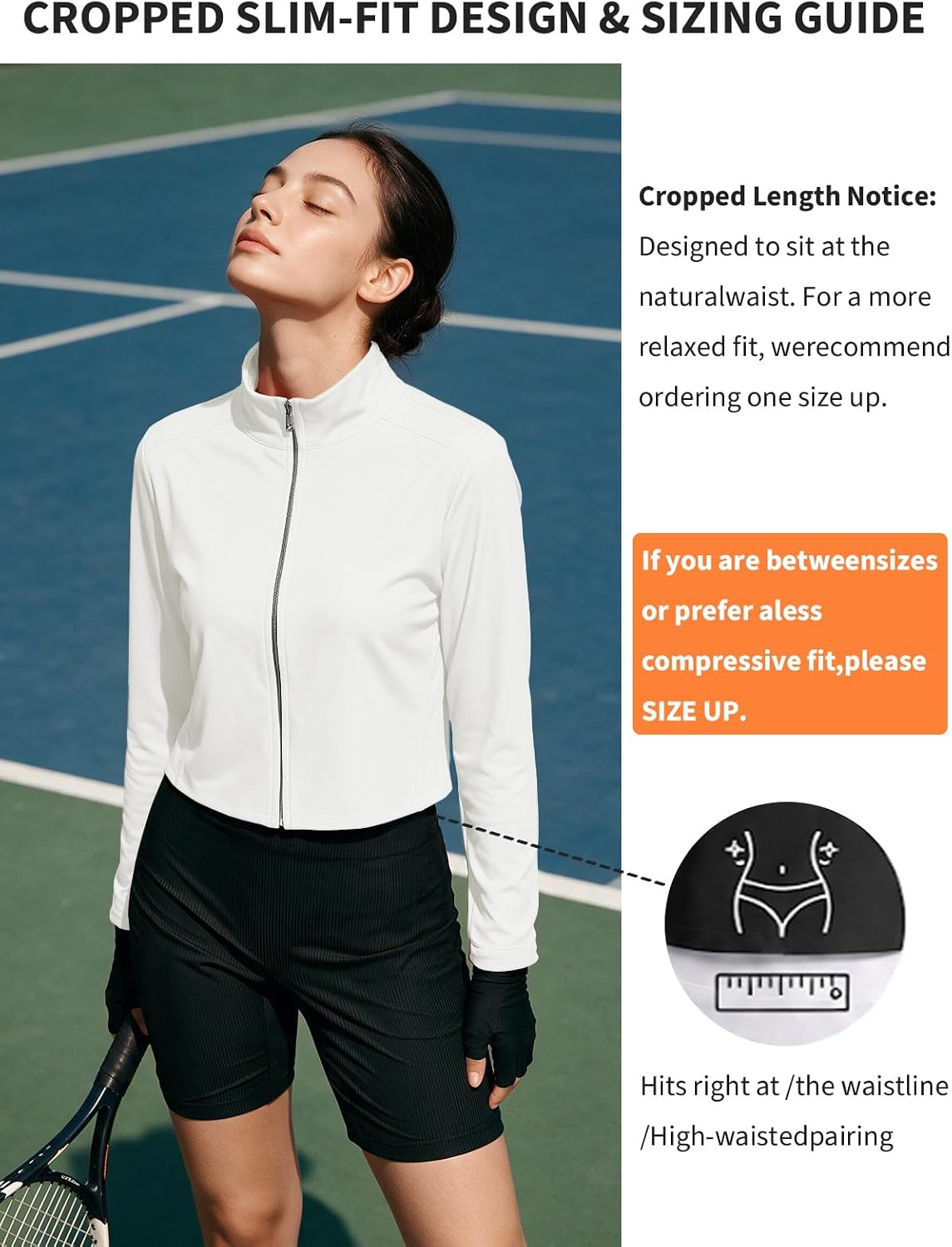 Outfeel Women's Full Zip Athletic Cropped Lightweight Jacket Slim Fit