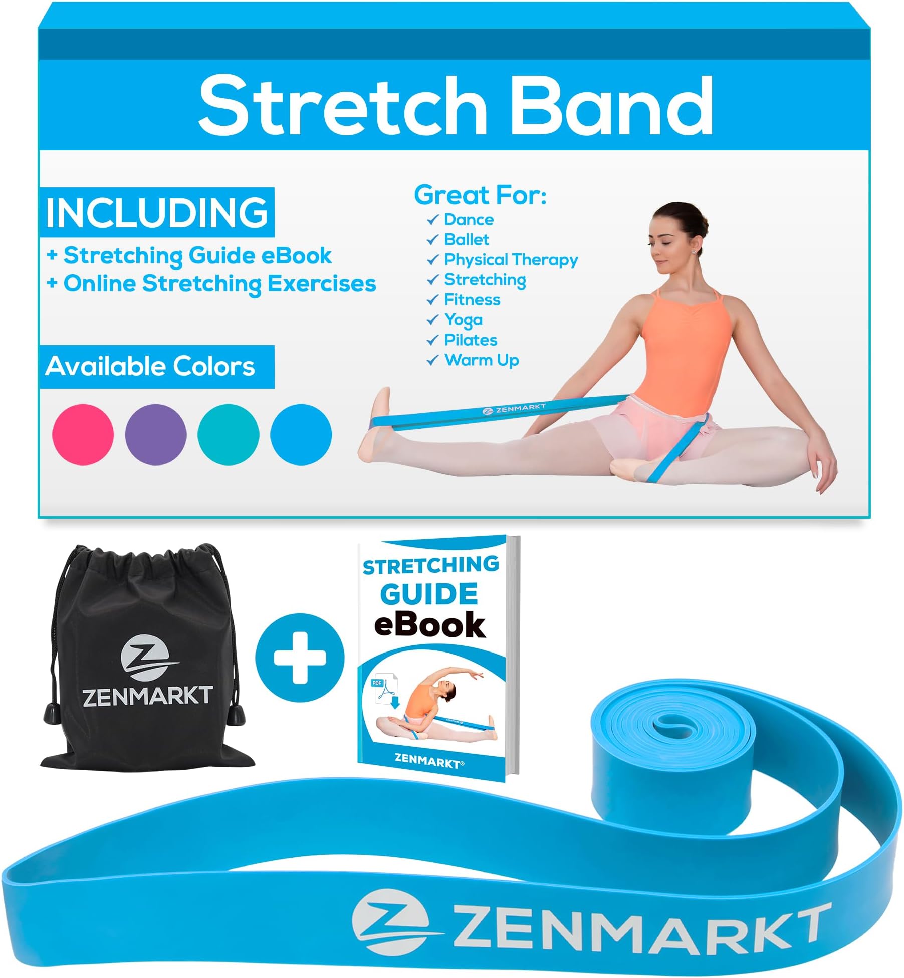 Zenmarkt Ballet Stretch Bands for Flexibility and Strength - Stretch Bands Ideal to Have as Dance Equipment in Every Competition - Suitable for Gymnastics, Cheerleading, and Pilates Training