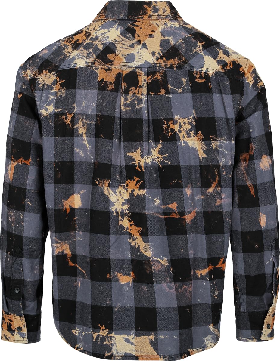 Rock Rebel by EMP Hombre Camisa de Franela Azul y Negra con puños