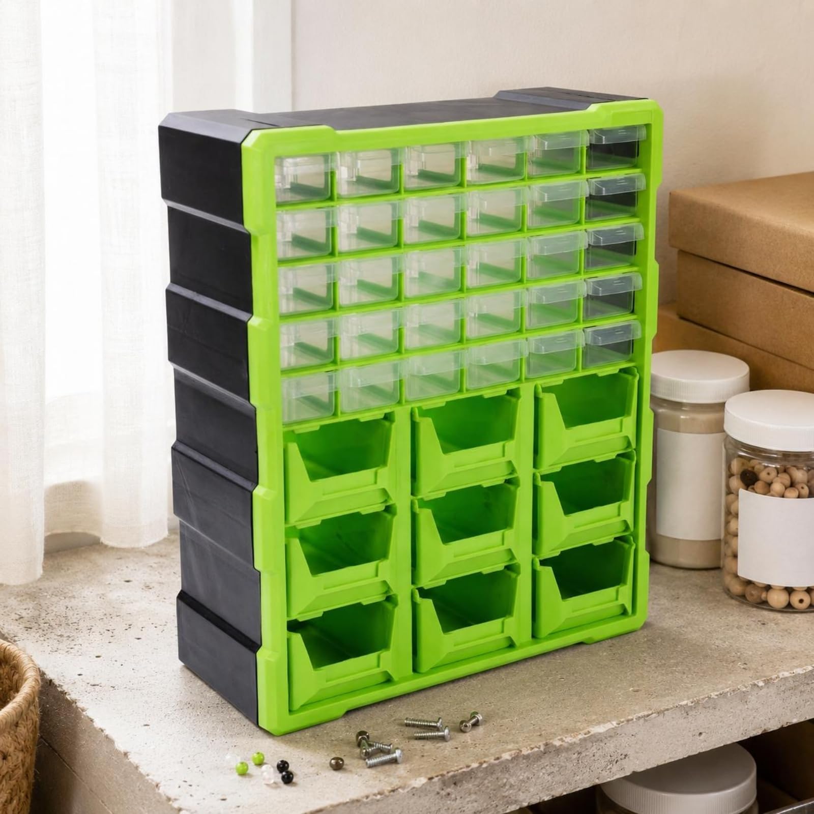 Mobile Organizer Cassetti Trasparenti Leggero Cassettiera Componenti Elettronici Multiuso Cassettiera PP Trasparente per Officina