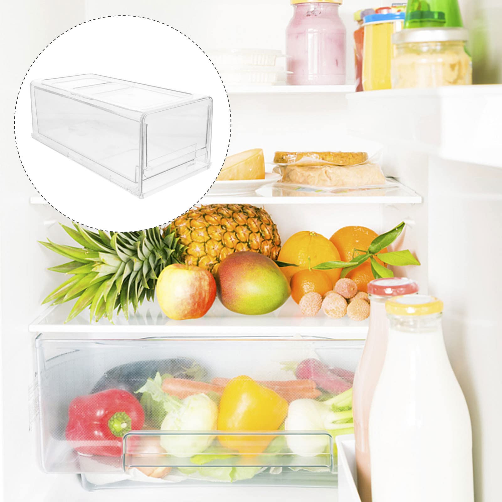 Cajones Apilables Para Refrigerador Que Ahorran Espacio Y Organizan El Refrigerador.