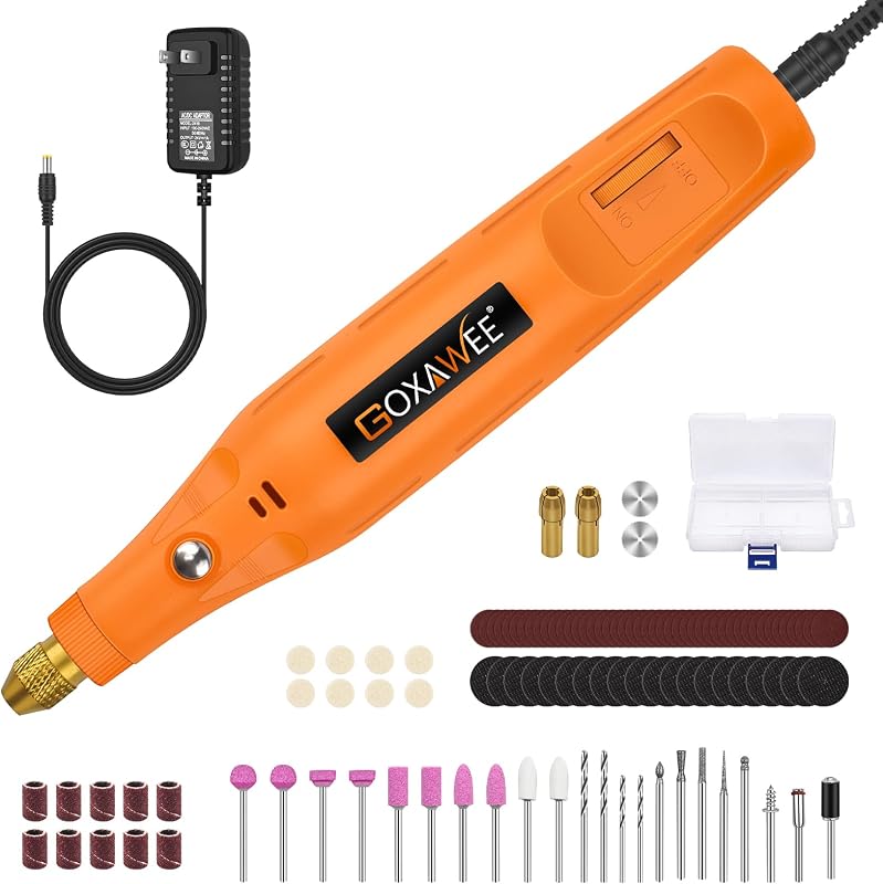 GOXAWEE Mini kit de herramientas rotativas con cable, juego de amoladora pequeña eléctrica de 105 piezas