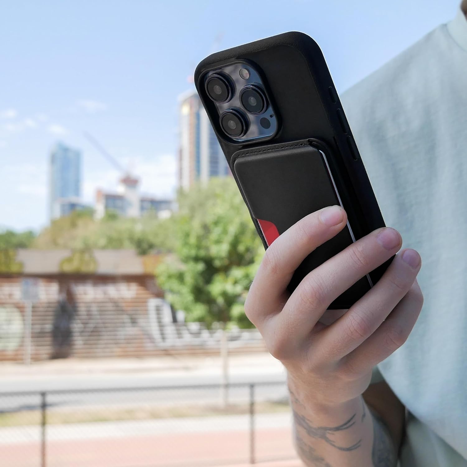 Smartish MagSafe Wallet - Side Hustle - Vegan Leather Slim Detachable Magnetic Card Holder Qi2 Certified iPhone MagSafe Wallet for Apple iPhone 17/16/15/14/13/12 Models - Black Tie Affair - Image 7