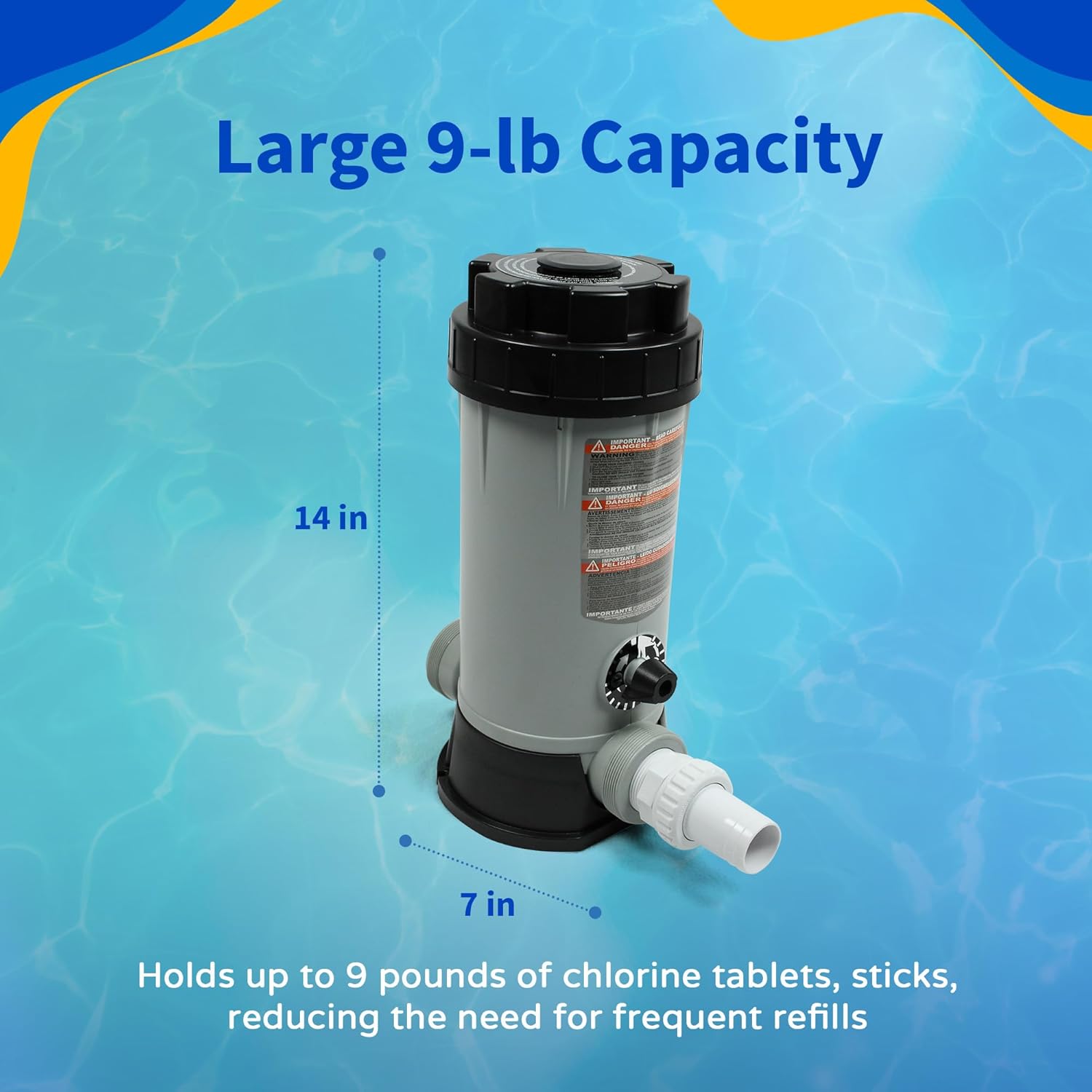 Blue Wave NA3424 In-line Automatic Chlorine Feeder for Above Ground Pools, 9-Pound,Gray,Black