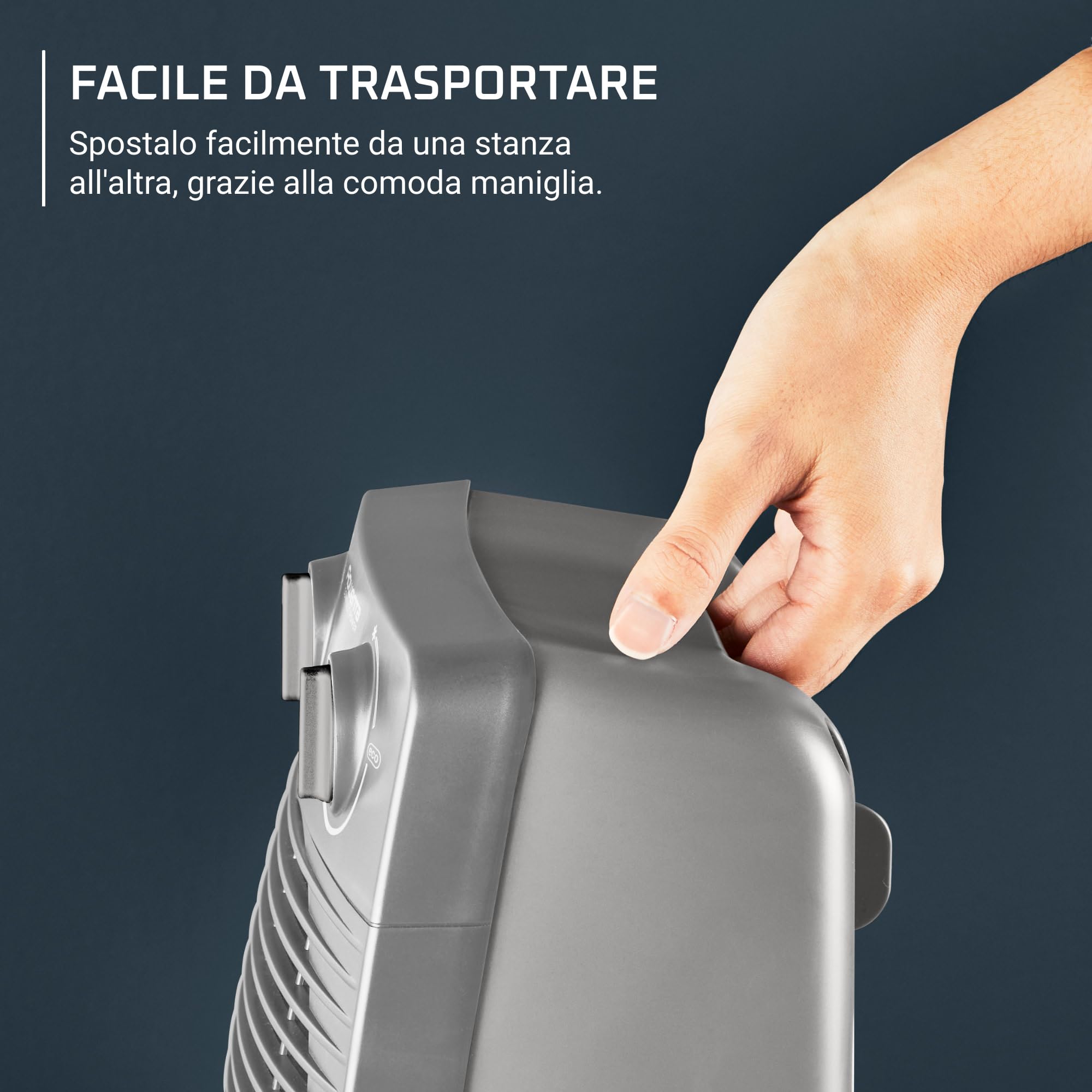 Rowenta Compact Power, Termoventilatore Compatto per Piccoli Spazi, Ventilazione Calda e Fredda, Modalità Turbo e Eco, 2 Livelli di potenza, Sicuro e Potente, 2000 W, Grigio, SO2212