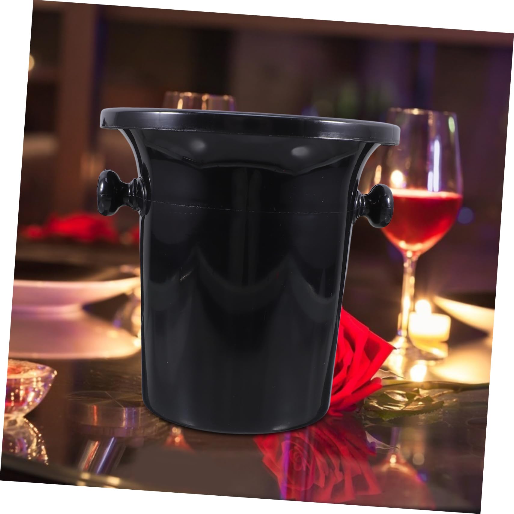 Escupideras para Cata de Vino de Plástico Negro Doble Asa, Diseño Redondo Occidental, Paquete de 4 Piezas para Fiestas y Bodegas