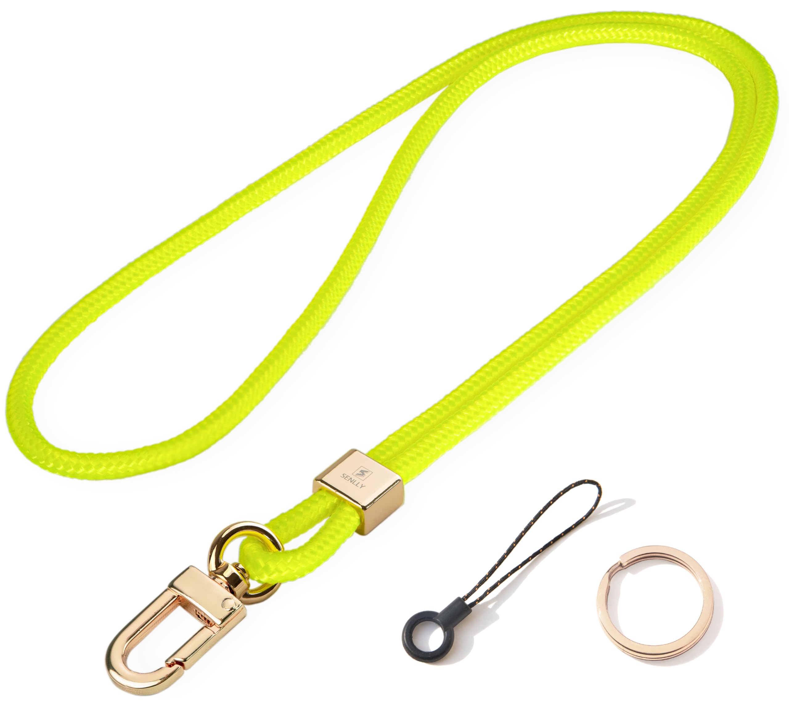 Senlly Unisex 107 Neon Yellow Neck Lanyard Strap For Keys, Original Minimalist Design Keychain And Id Badge Holder