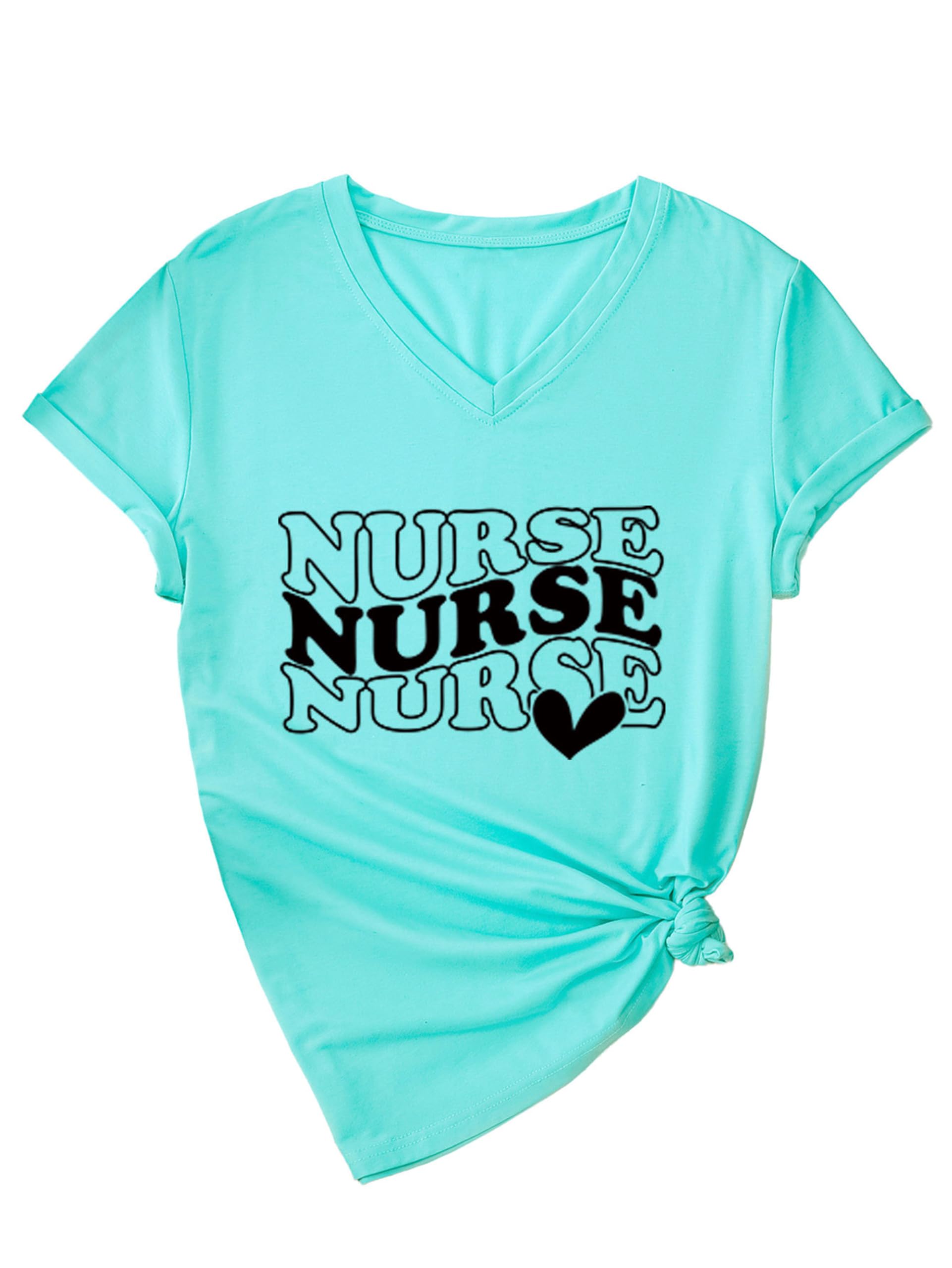 KZMFROY Womens Nurse Shirt Nursing School Tshirt Cute Nurse Life Shirt Register Nurse Gift Inspirational Tee