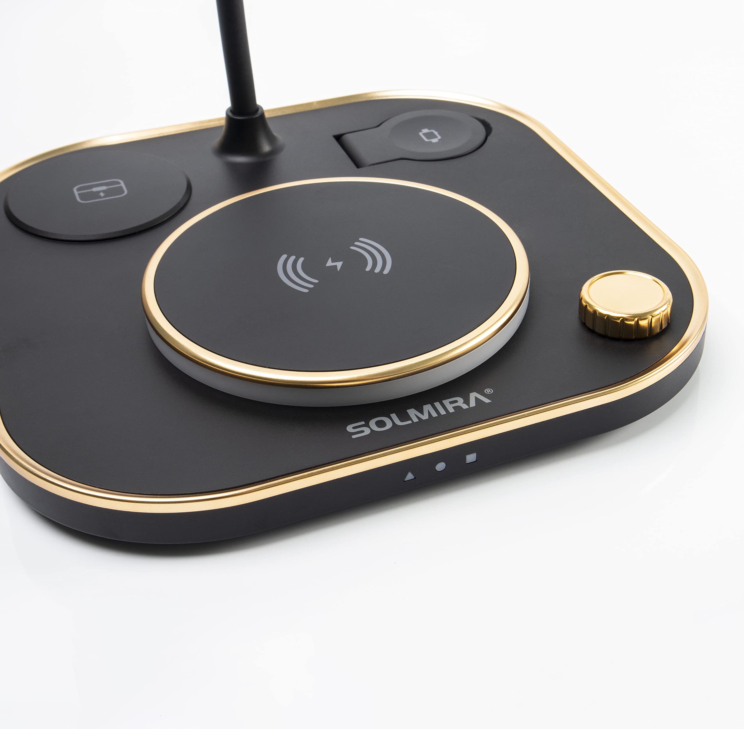 SOLMIRA Czarna Szybka Podstawa ładująca 15W 3 w 1 ze światłem, Smartphone, iPhone, Samsung, Xiaomi, Huawei, Oppo, One Plus, Apple Watch i Airpod