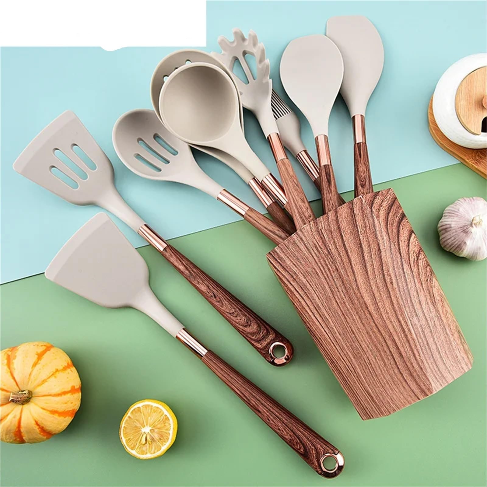 Silikon Küchenhelfer Set Wok-Spatel-Set, Bratschaufel, Silikon-Wok, Bratlöffel, Suppe, Küchenzubehör, Küchenutensilien