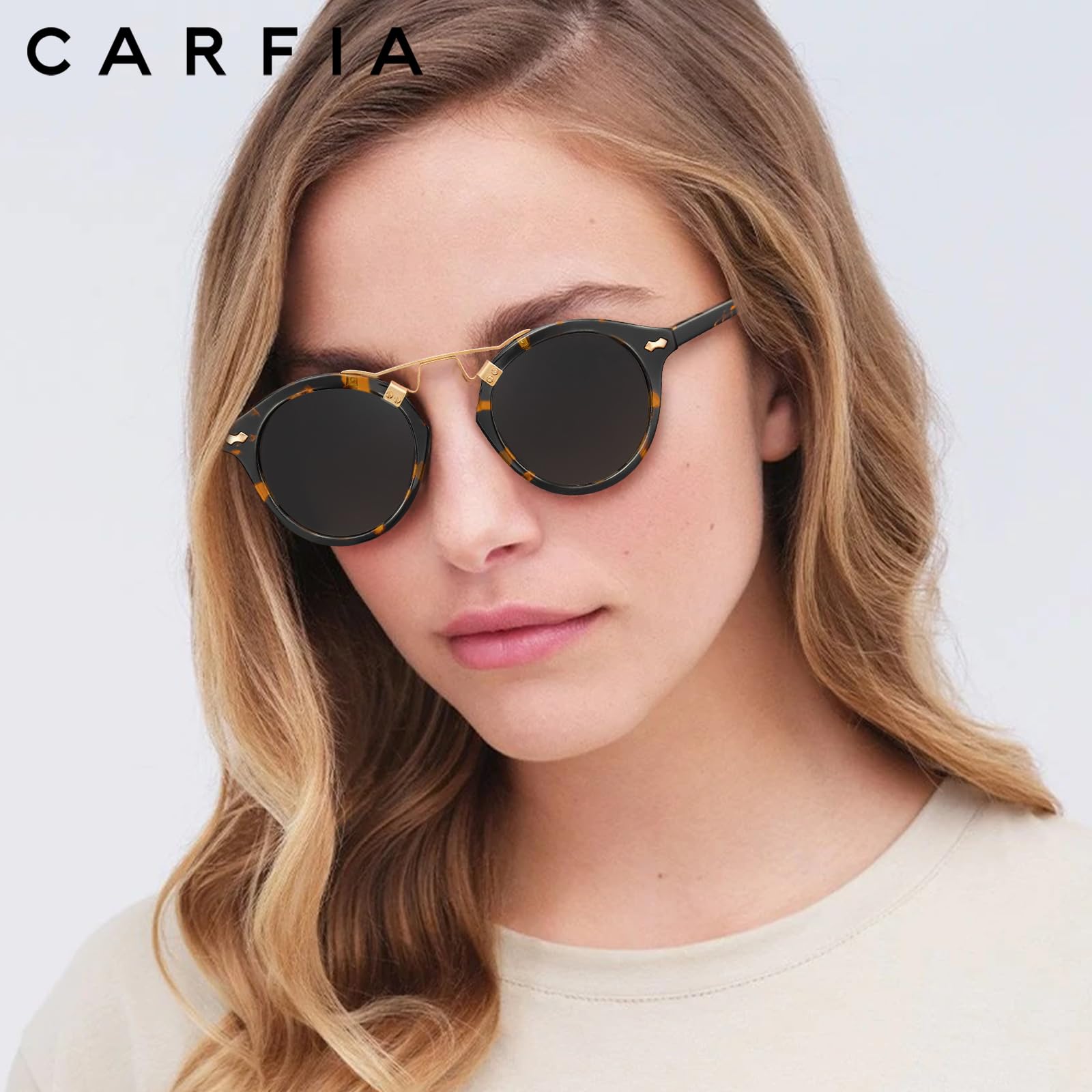 CARFIA Eleganckie damskie okulary przeciwsłoneczne Okulary polaryzacyjne UV400 dla małych i wąskich twarzy