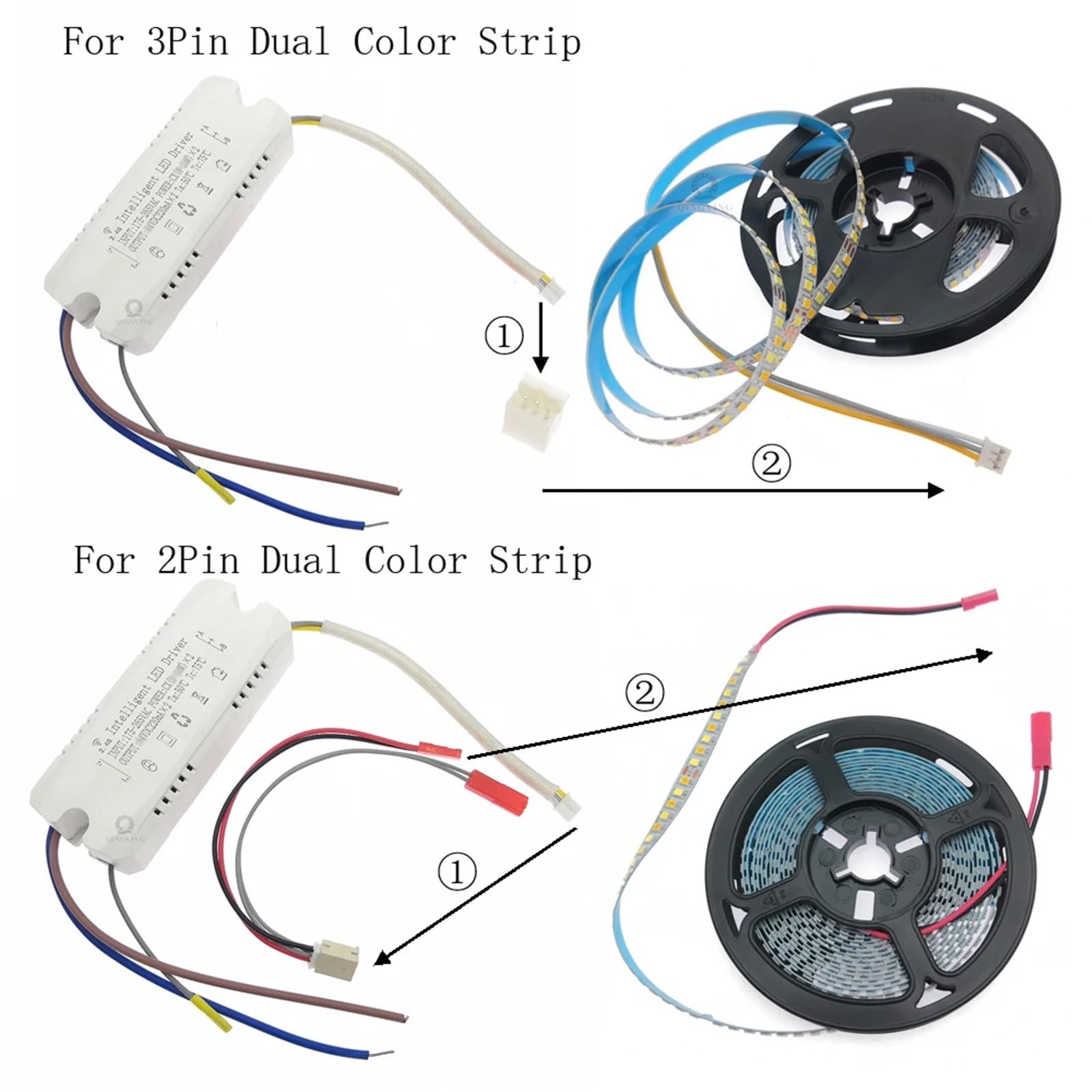 1-2 sztuk 2.4G Sterownik LED 37-60Wx4 240W DC110-210V Pilot i Aplikacja Podwójny Kolor Ściemnianie Inteligentne Zmienne