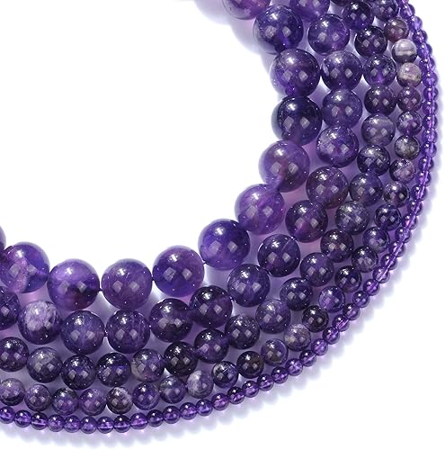Cuentas de amatista natural de 0.394 pulgadas (0.394 in) redondas y lisas de cuarzo morado para hacer joyas, regalos para familiares y amigos