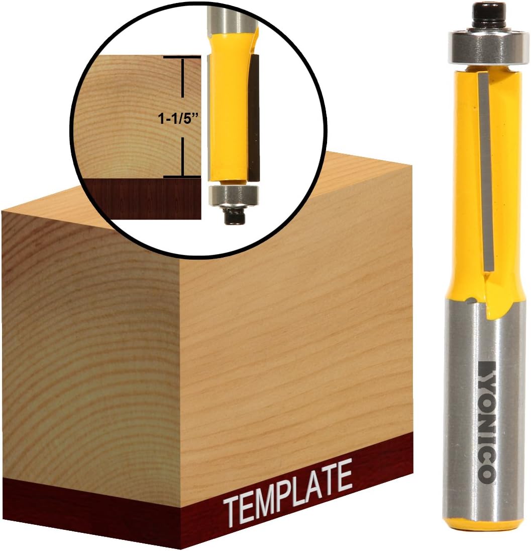 YONICO Router Bits Pattern Bit Flush Trim 1-1/5-Inch Cutting Height X 1/2-Inch 1/2-Inch Shank 14140