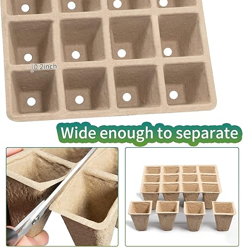Miniatura 3 de 640 bandejas de inicio de plántulas, paquete de 40 macetas de turba biodegradables, kit de inicio de plántulas, bandejas de germinación orgánica,