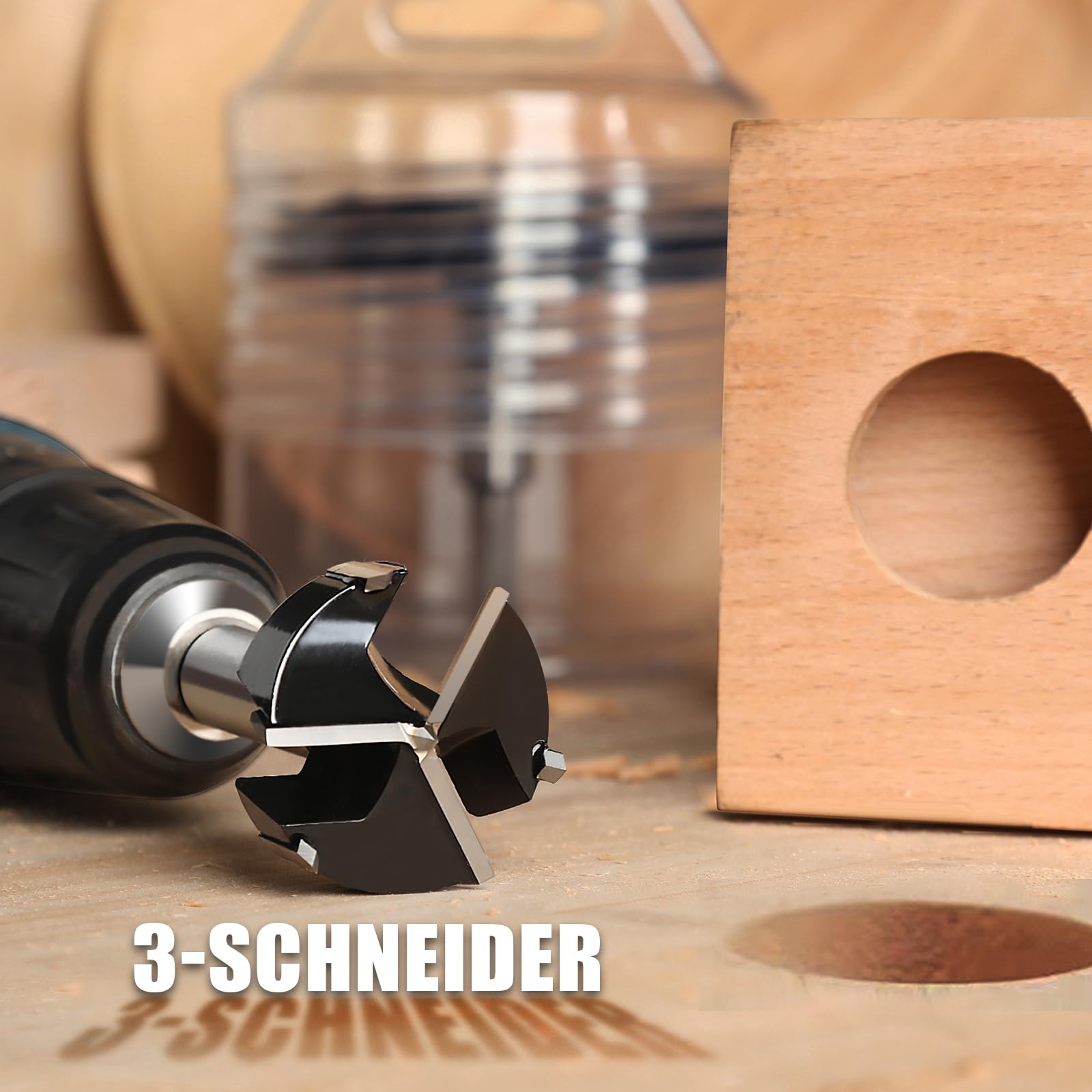 38MM broca Forstner para madera, broca Forstner de 92mm de longitud con espiga redonda, broca para madera, madera dura, paneles de fibra