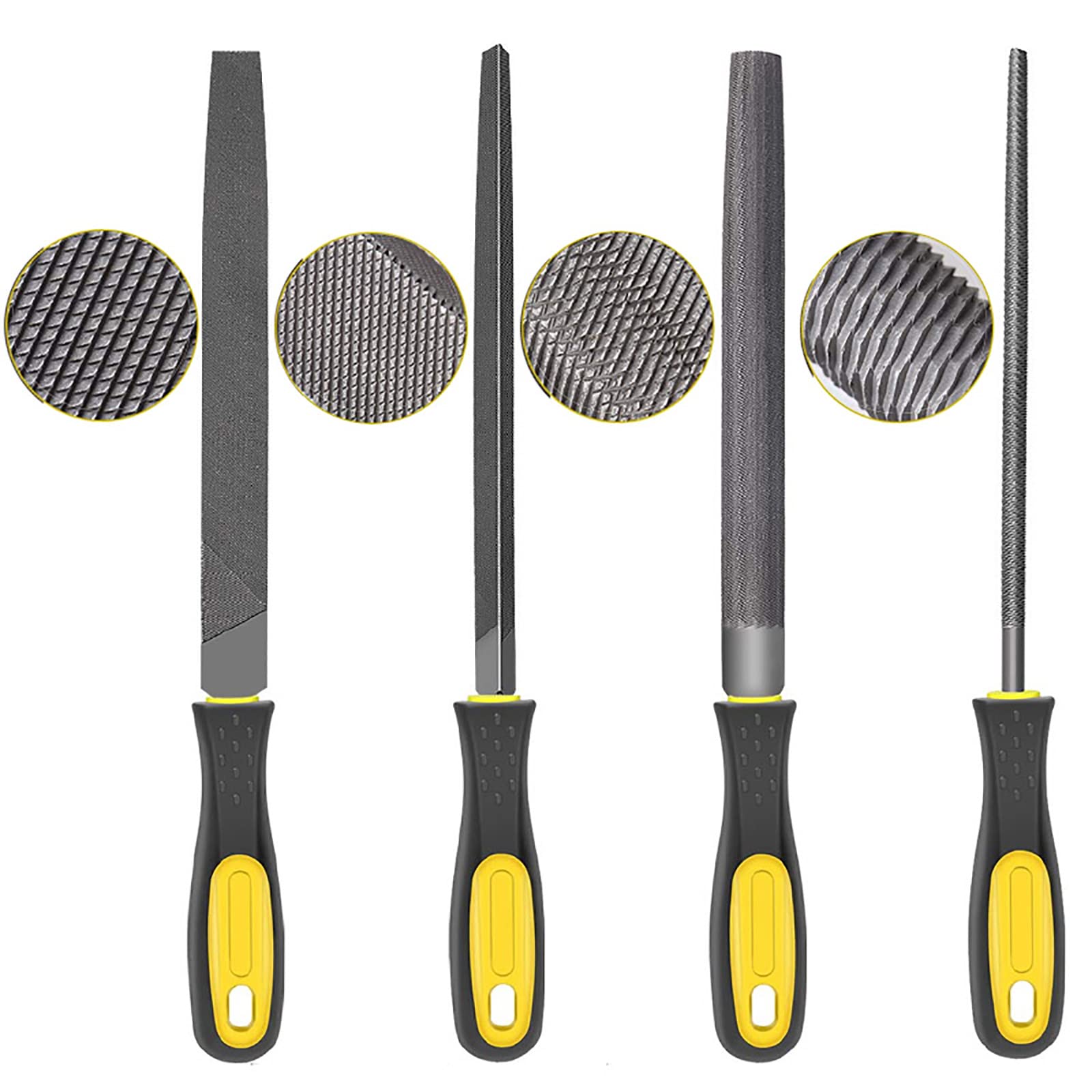 Handwerkzeug-Sets, 5-teiliges Feilen-Set, Metall-Feilen-Set mit zweifarbigem Griff, Holzraspel for Metall, Holz, Glas, Kunststoff, Leder (Größe: 260 mm)