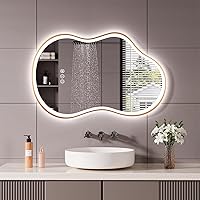 Vista 197 de WTTY LED Bathroom Mirror 32"x32" with Backlit and Front Light,Stepless Dimmable LED Mirror for Bathroom,Anti-Fog Lighted Bathroom Vanity Mirror