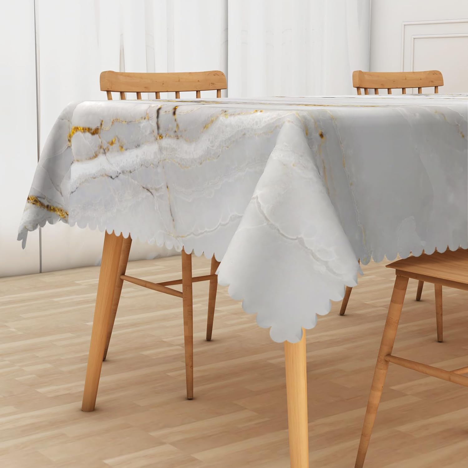 Grey Gold Marble Rectangle Tablecloth, 60x120 Inch Abstract Modern Gold Crack Luxury Texture Waterproof Polyester Fabric Table Cover for Kitchen Dining Room Indoor Outdoor Home Party Decor