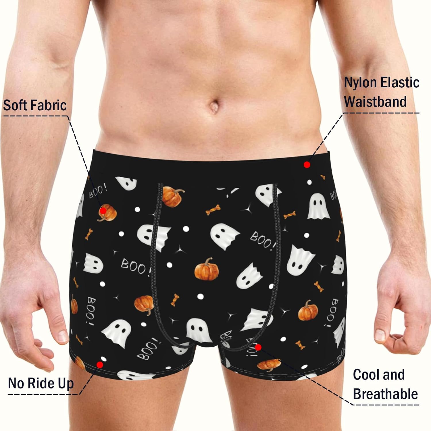 Men's Halloween Fruit Pinapple Boxer Briefs Underwear Pumpkin Breathable Comfortable Fit Perfect Everyday Wear