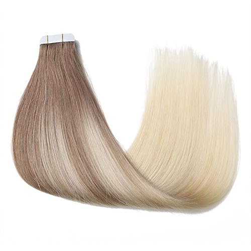 Miniatura 2 de Extensiones de cabello humano con cinta, extensiones de cabello humano real, color marrón claro, rubio platino, extensiones de cabello humano real,