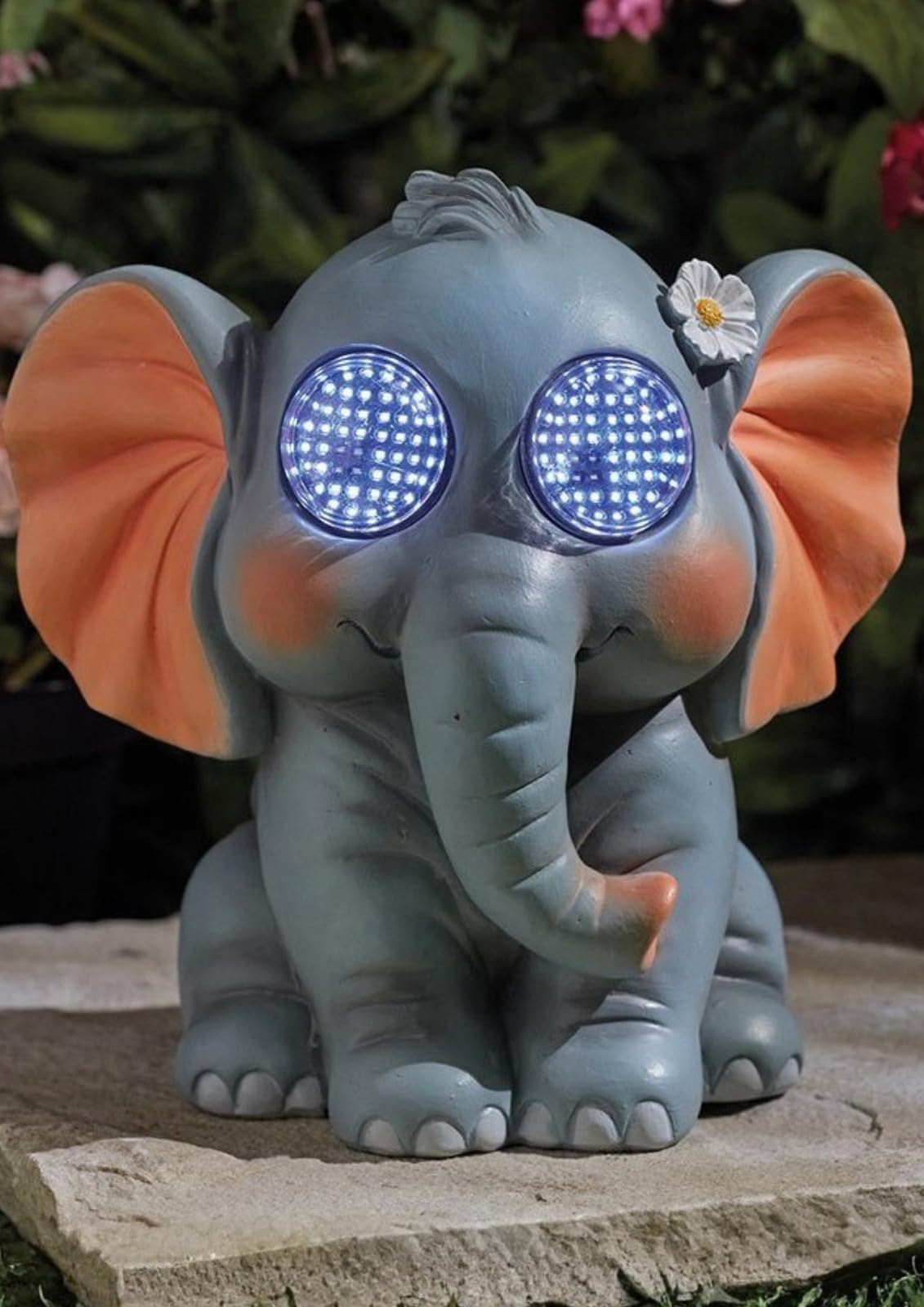 Garden Mile Solar Elephant Garden Ornament with Blinking LED Eyes - Waterproof Resin Animal Solar Light Outdoor Garden Decoration - Elephant Gifts, Garden Ornaments Outdoor - Animal Lovers Gifts