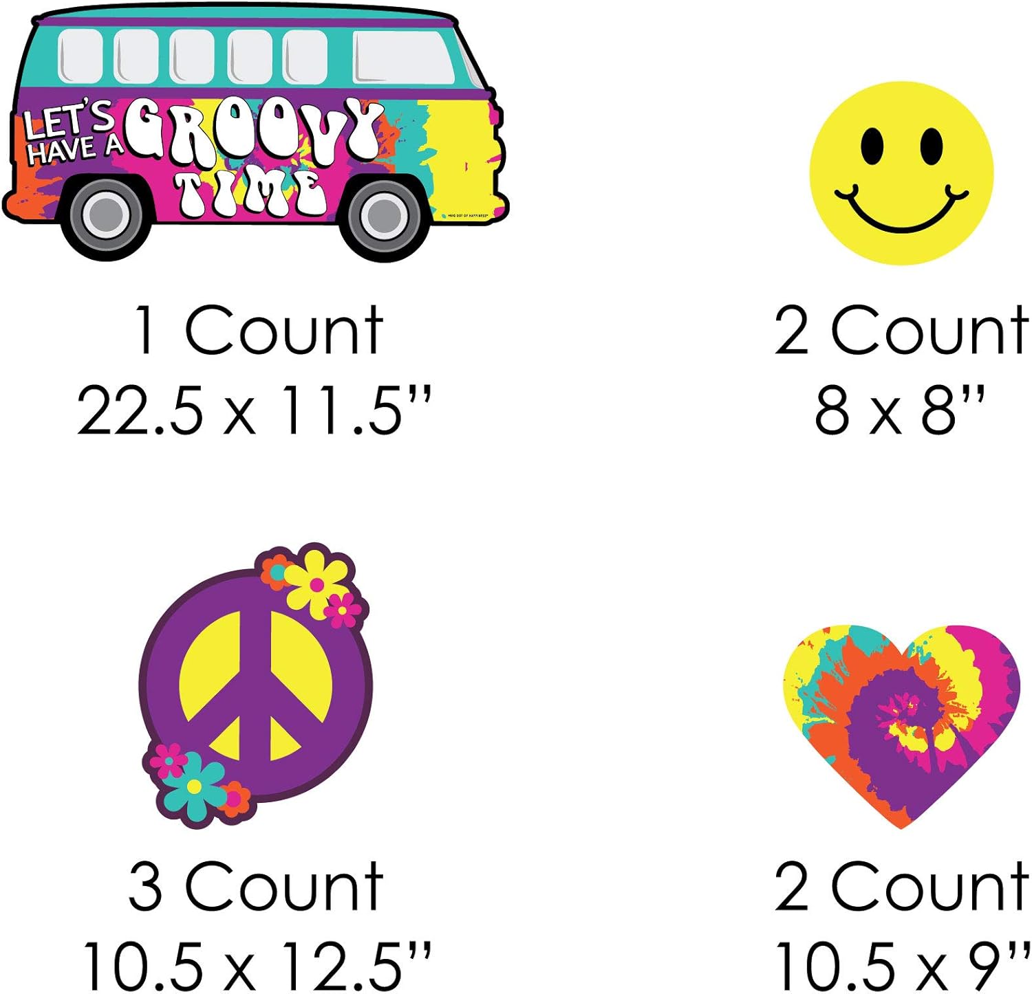 Big Dot of Happiness 60's Hippie - Yard Sign & Outdoor Lawn Decorations - 1960s Groovy Party Yard Signs - Set of 8