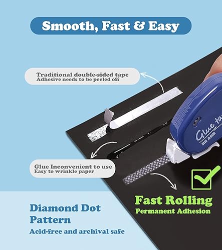 Miniatura 4 de LAPLBEKE Paquete de 4 mini rodillos de cinta de doble cara, tamaño portátil, dispensador de cinta adhesiva permanente para manualidades, álbumes de