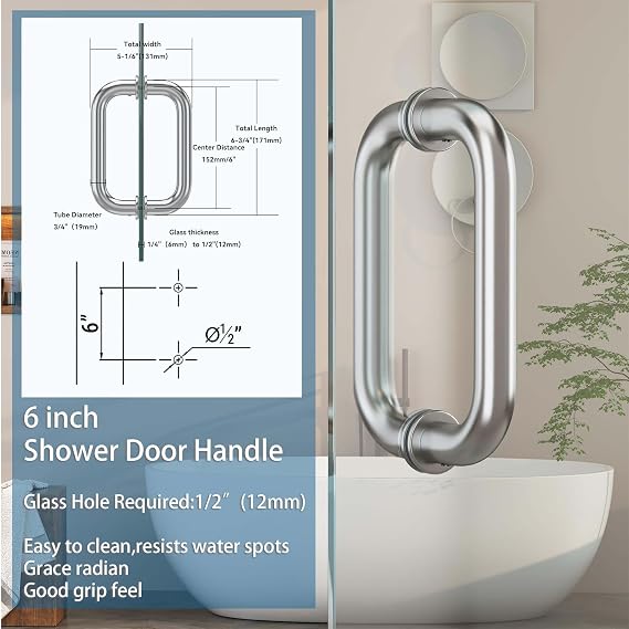 Shower Enclosure Hardware Kit for 5/16-3/8 Glass,Polished Chrome | Reversible Installation, Includes Shower Door Hinges, Glass Clamps and Handles, 25° Auto-Close, 90° Opening Range