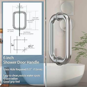 Shower Enclosure Hardware Kit for 5/16-3/8 Glass,Polished Chrome | Reversible Installation, Includes Shower Door Hinges, Glass Clamps and Handles, 25° Auto-Close, 90° Opening Range